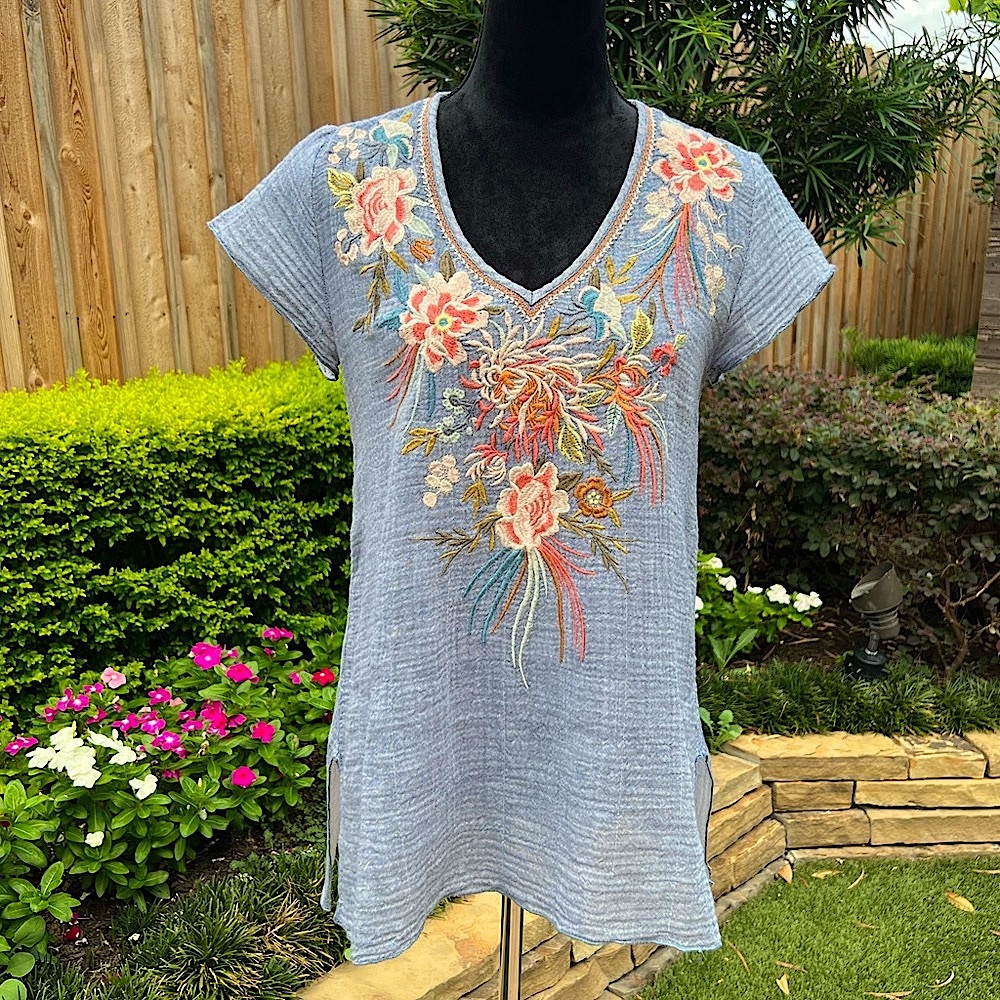 Johnny Was Ceretti Drape Top, Size S
